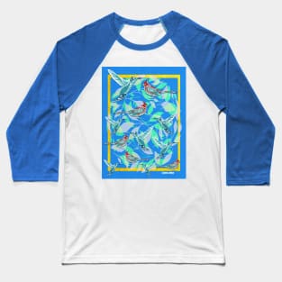 birds nest in colorful pattern art vector totonac wallpaper Baseball T-Shirt